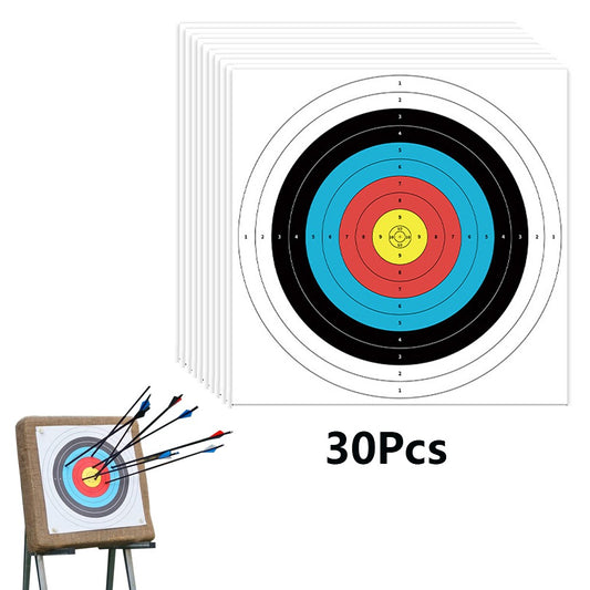 30Pcs 10-ring Archery Target Papers Bow Arrow Target Practice Accessories