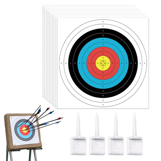 30Pcs 10-ring Archery Target Papers Target Practice Accessories with 4 Nails