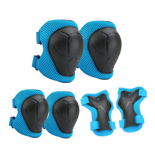 6-Piece Kids Protective Gear Set Knee Pads Wrist Guards Elbow Pads - Blue