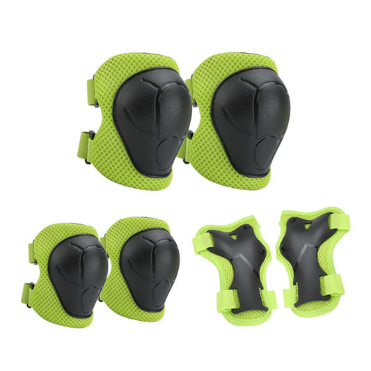 6-Piece Kids Protective Gear Set Knee Pads Wrist Guards Elbow Pads - Green