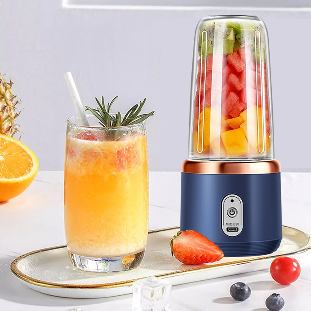 Portable Electric Juice Maker Blender Smoothie Juicer with Juice Cup - Blue