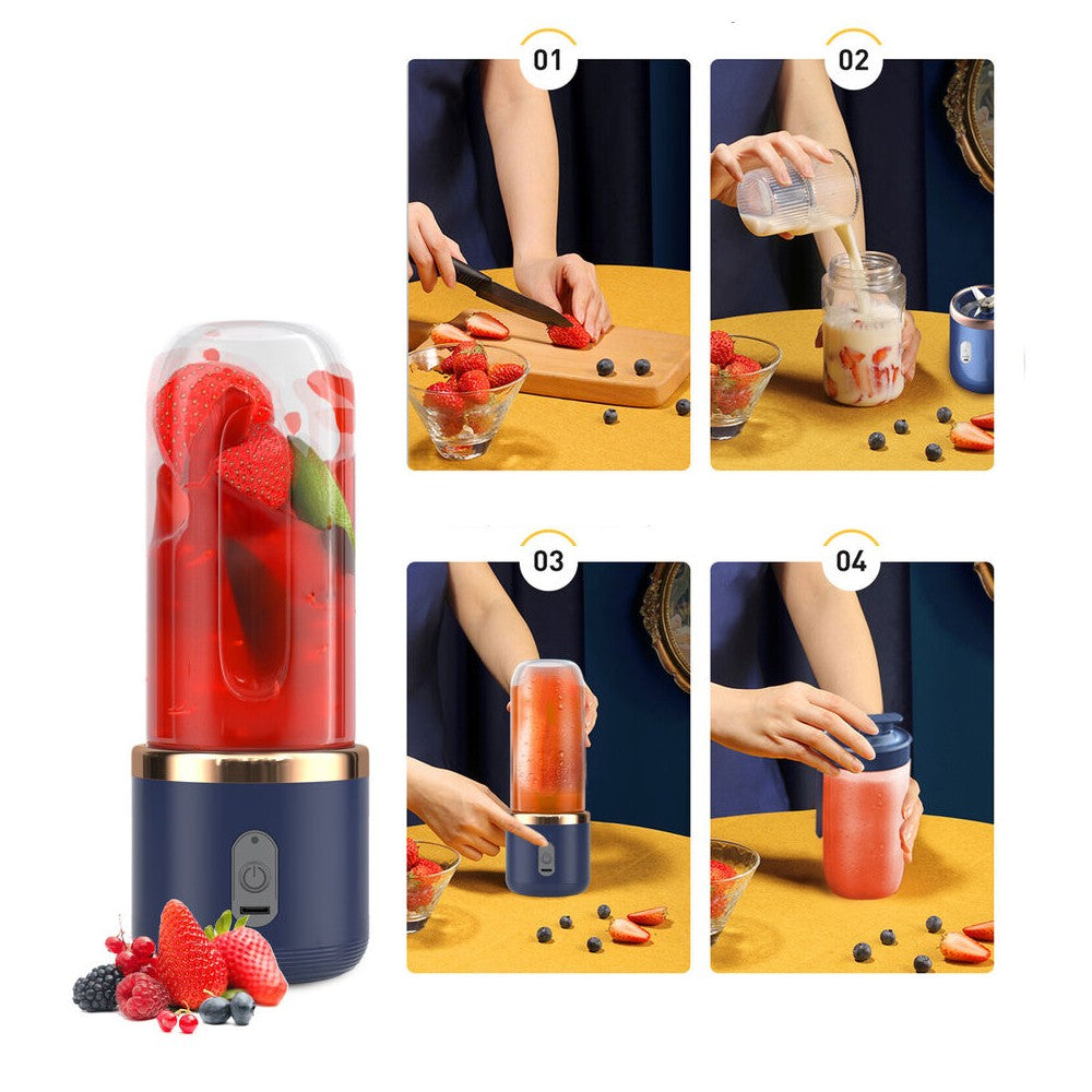 Portable Electric Juice Maker Blender Smoothie Juicer with Juice Cup - Blue
