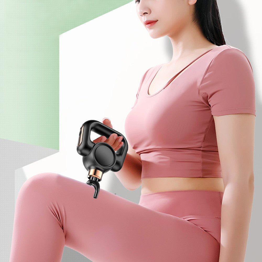 Handheld Muscle Massage Gun Body Massager with 4 Massage Heads and Belt - Black