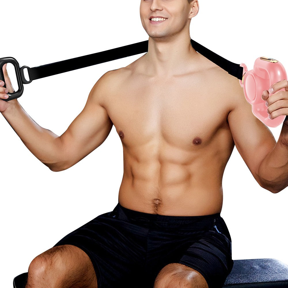 Handheld Muscle Massage Gun Body Massager with 4 Massage Heads and Belt - Pink