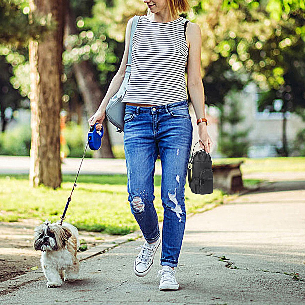 Water Bottle Carrier Bag Water Bottle Holder Sling Bag with Strap - Black