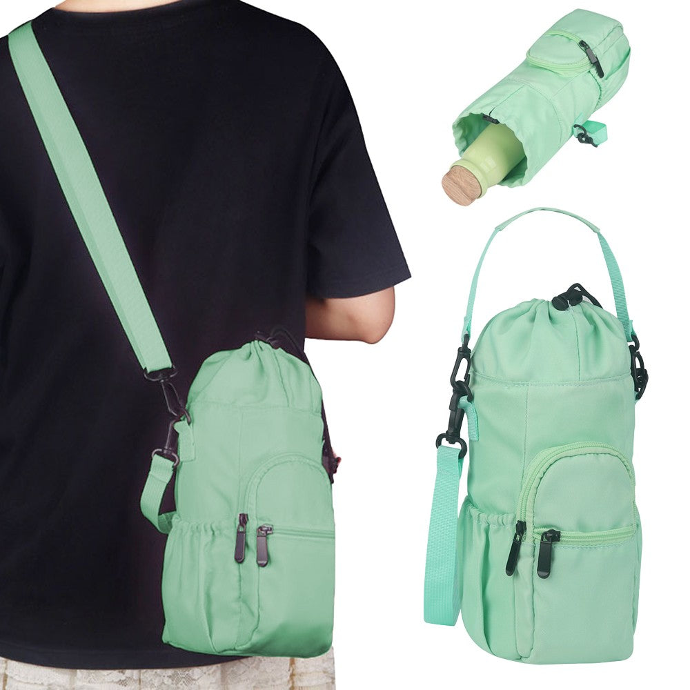 Water Bottle Carrier Bag Water Bottle Holder Sling Bag with Strap - Green
