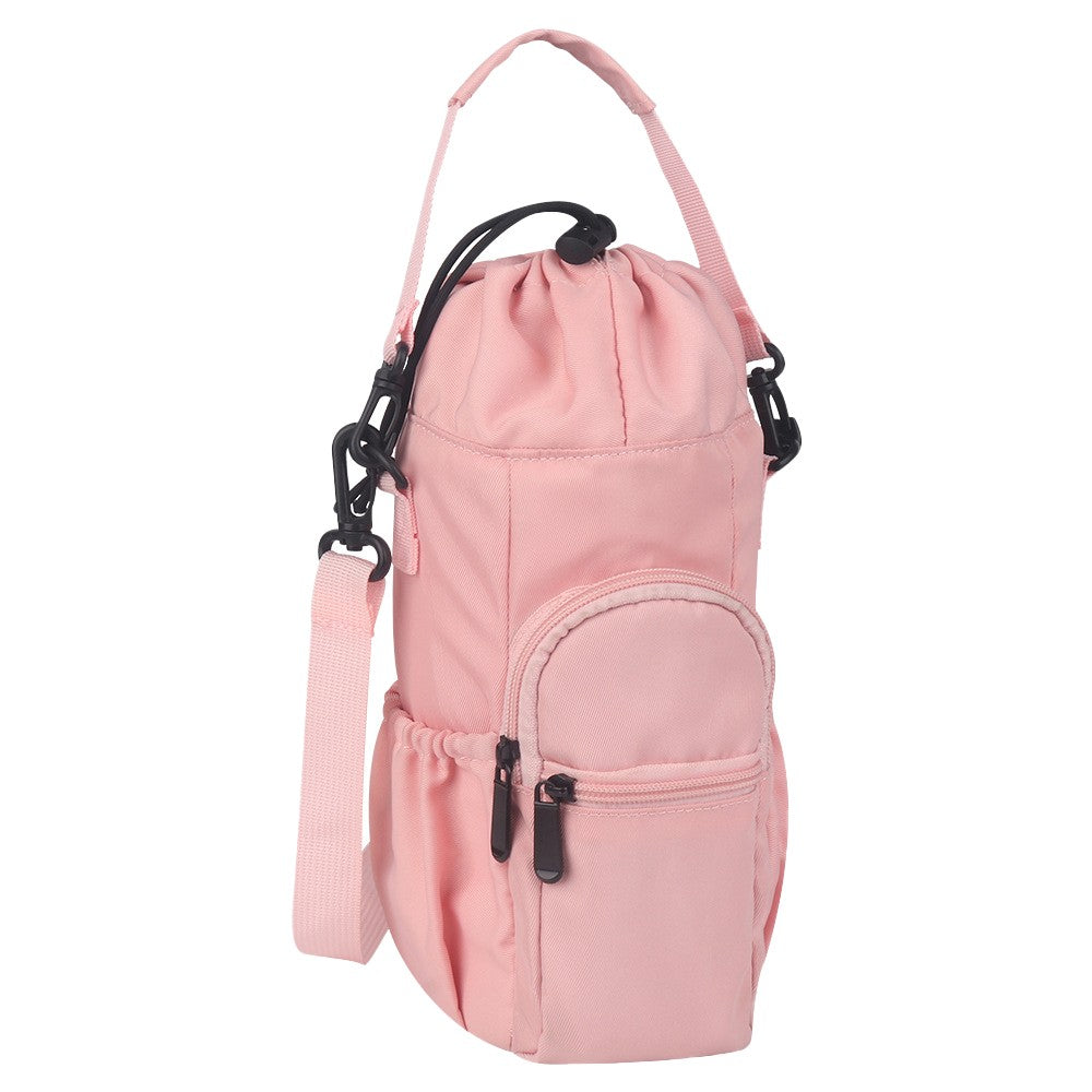 Water Bottle Carrier Bag Water Bottle Holder Sling Bag with Strap - Pink