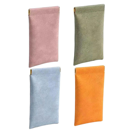 4Pcs Squeeze Top Sunglasses Pouch Anti-Scratch PVC Leather Glasses Storage Bag