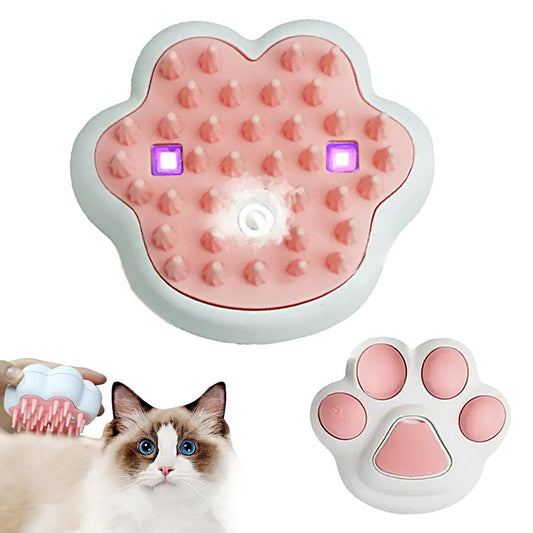 Spray Cat Hair Brush Pet Massage Comb USB Rechargeable with UV Light - White