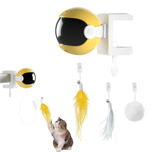 Electric Cat Toys Ball Automatic Lifting Interactive Pet Cat Toy Battery Operated Yellow