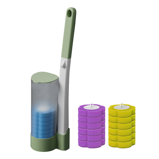 Disposable Toilet Brush with 18 Replacement Brush Heads - Morandi Dark Green