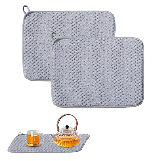 2Pcs 45x60cm Microfiber Dish Drying Mat Kitchen Dish Absorbent Drainer Mat