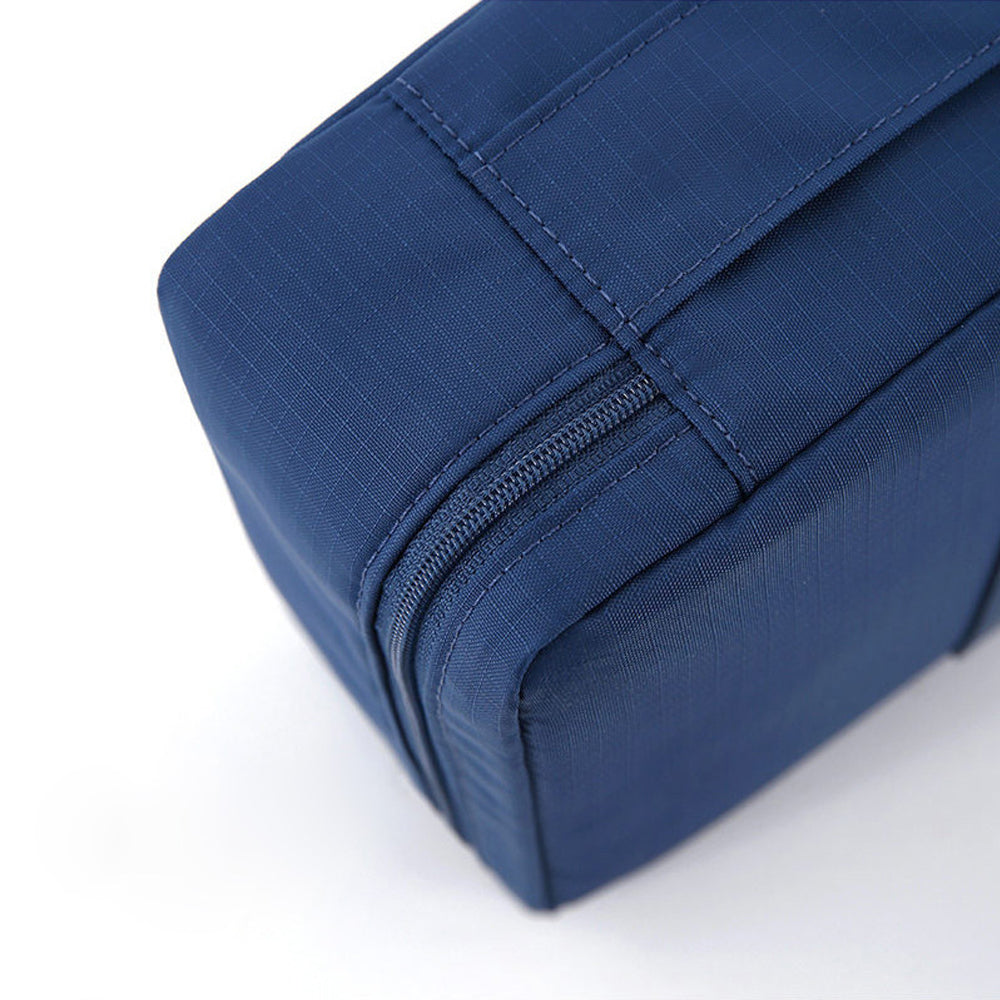 Travel Toiletry Bag with Makeup Brush Organizer Pouch Cosmetic Storage Makeup Bag Blue