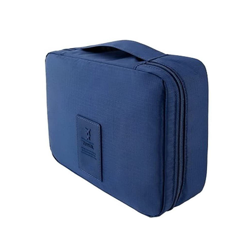 Travel Toiletry Bag with Makeup Brush Organizer Pouch Cosmetic Storage Makeup Bag Blue