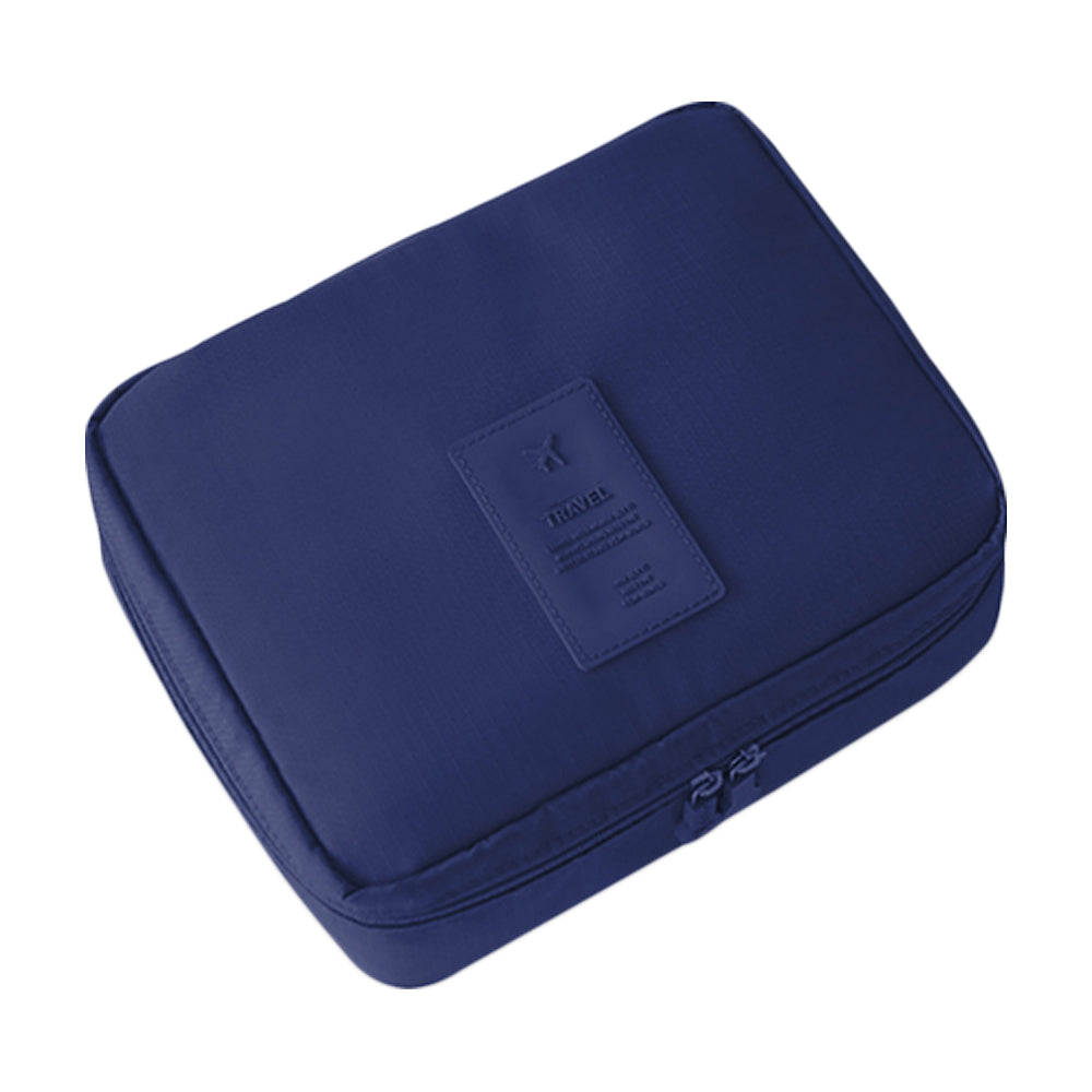 Travel Toiletry Bag with Makeup Brush Organizer Pouch Cosmetic Storage Makeup Bag Blue