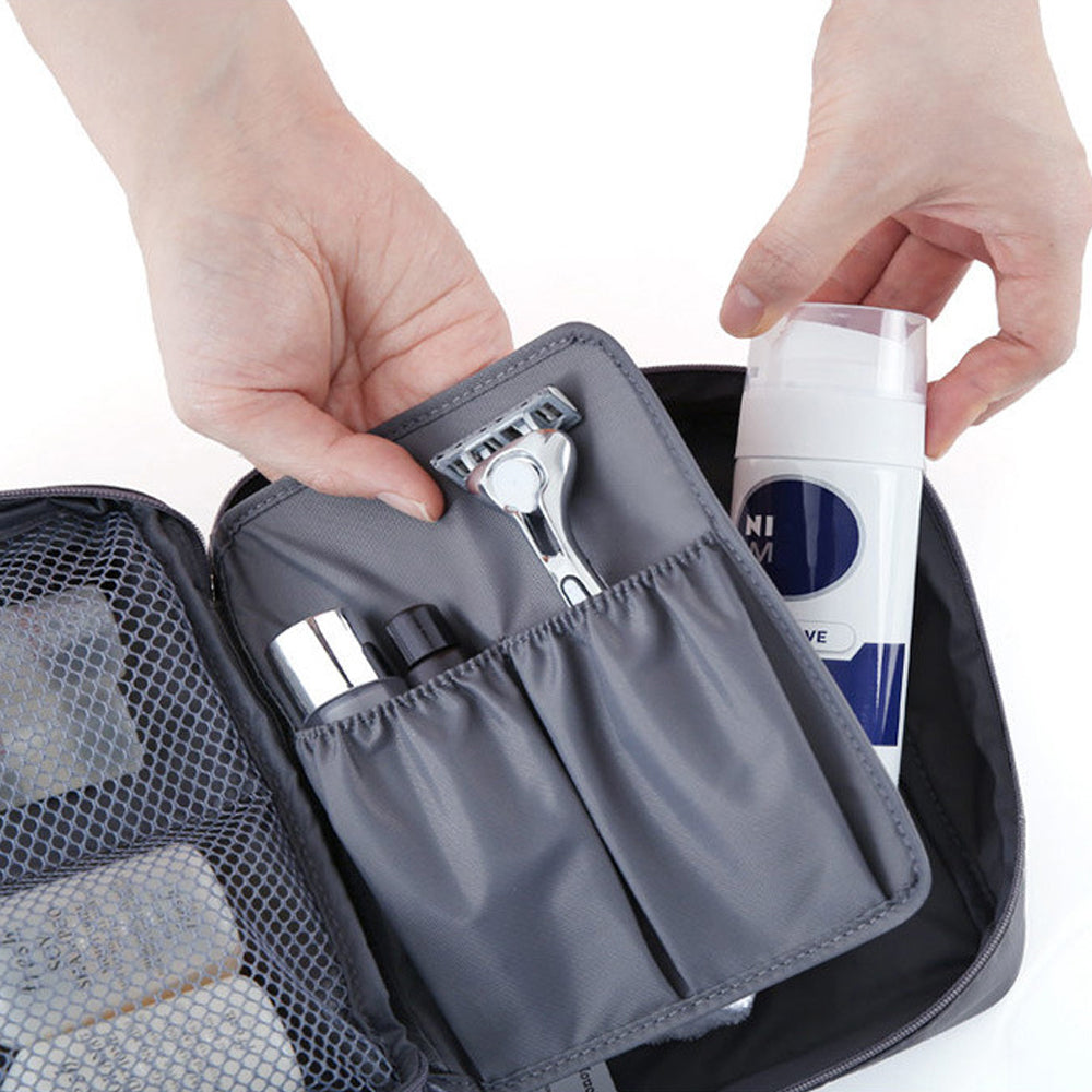 Travel Toiletry Bag with Makeup Brush Organizer Pouch Cosmetic Storage Makeup Bag Grey