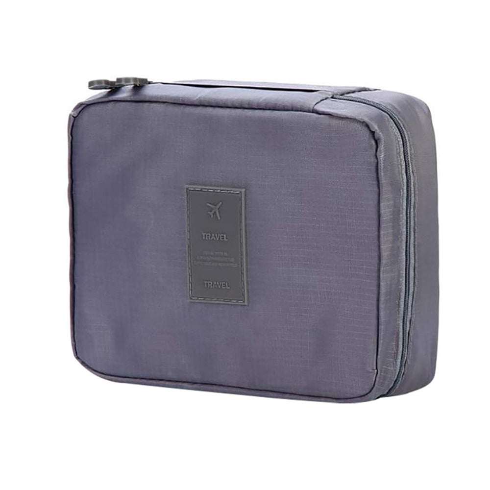Travel Toiletry Bag with Makeup Brush Organizer Pouch Cosmetic Storage Makeup Bag Grey