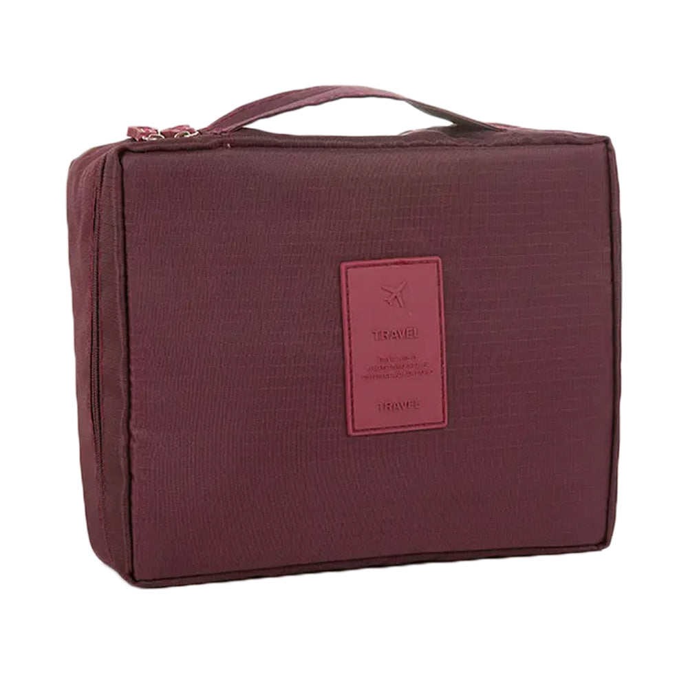 Travel Toiletry Bag with Makeup Brush Organizer Pouch Cosmetic Storage Makeup Bag Sky Blue Wine Red