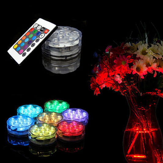 10 LED RGB Colorful Waterproof Vase Decoration Lamp with Remote Controller