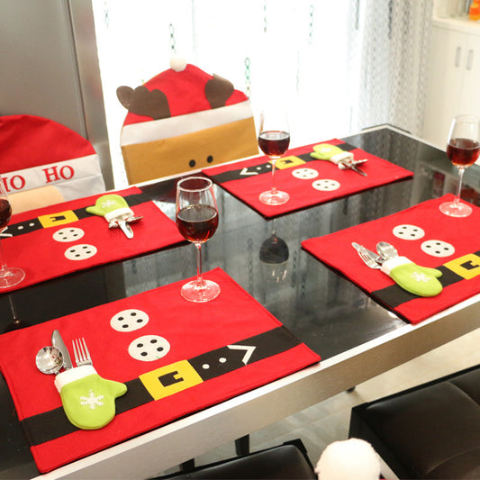 Christmas Decoration Tablecloth with Knives and Forks Bags