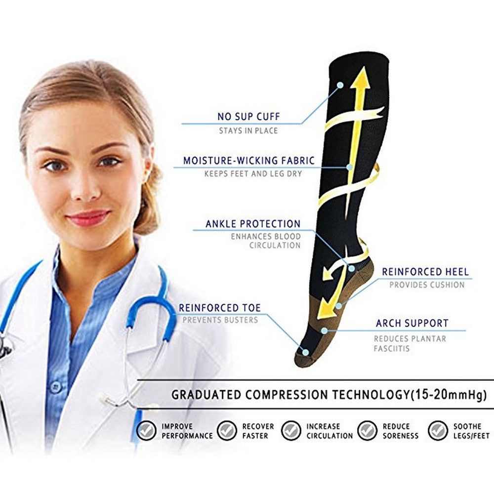 3 Pairs Compression Running Socks for Men and Women