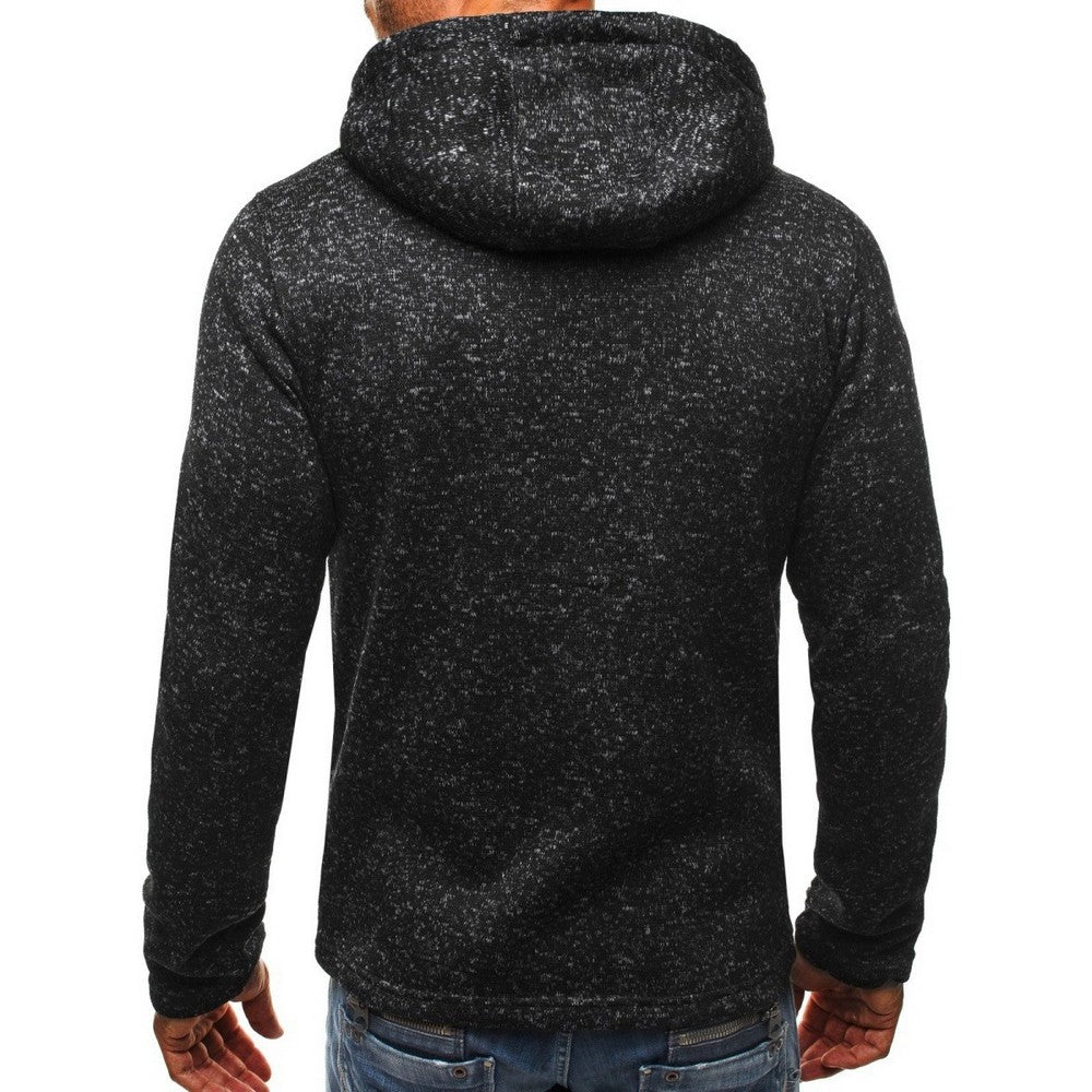 Mens Full Zip Hooded Fleece Long Sleeve Two Front Pockets Sports Sweatshirt
