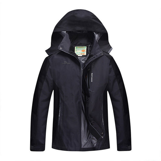Outdoor Waterproof Winterproof Hooded Jacket for Men Black