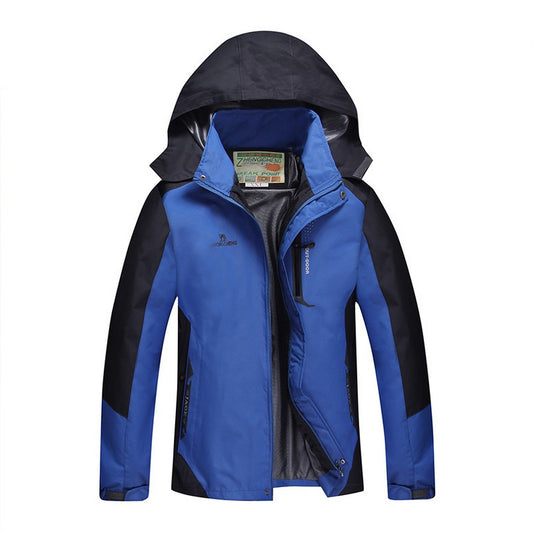 Outdoor Waterproof Winterproof Hooded Jacket for Men Blue