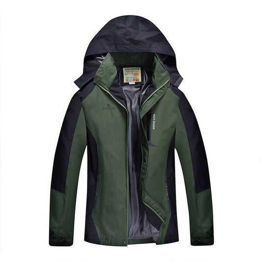 Outdoor Waterproof Winterproof Hooded Jacket for Men Green