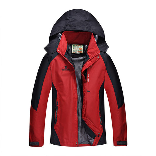 Outdoor Waterproof Winterproof Hooded Jacket for Men Red