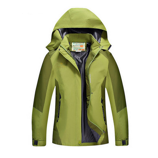 Outdoor Waterproof Winterproof Hooded Jacket for Women Green
