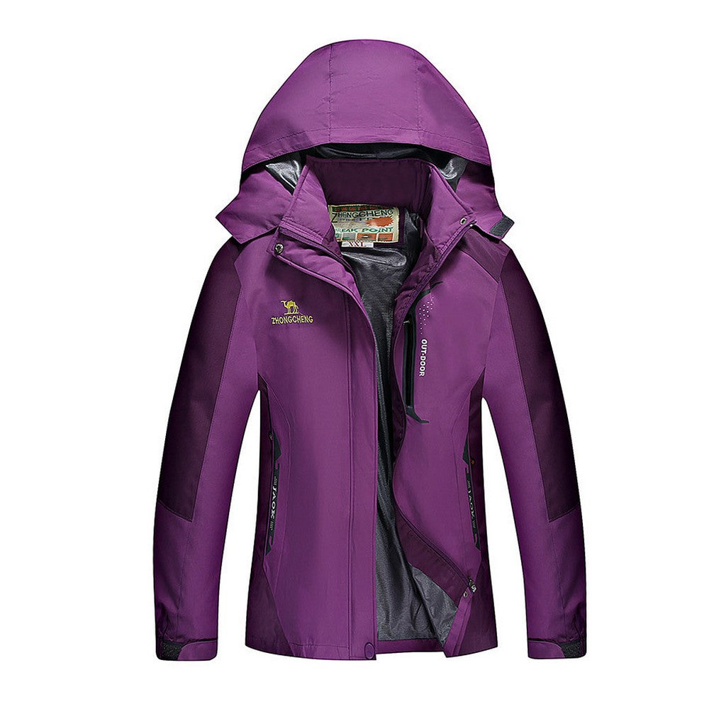 Outdoor Waterproof Winterproof Hooded Jacket for Women Purple