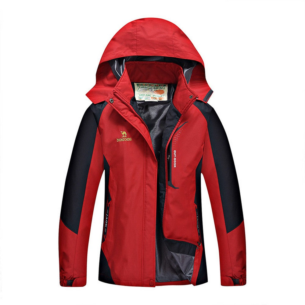 Outdoor Waterproof Winterproof Hooded Jacket for Women Red