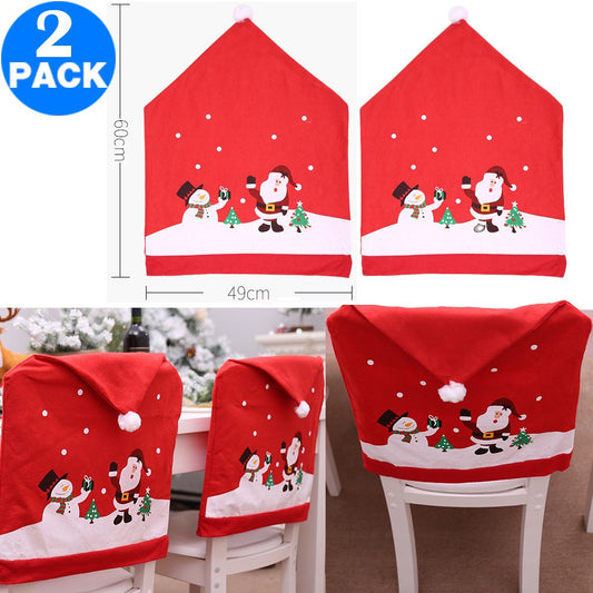 2 X Christmas Red Hat Chair Covers