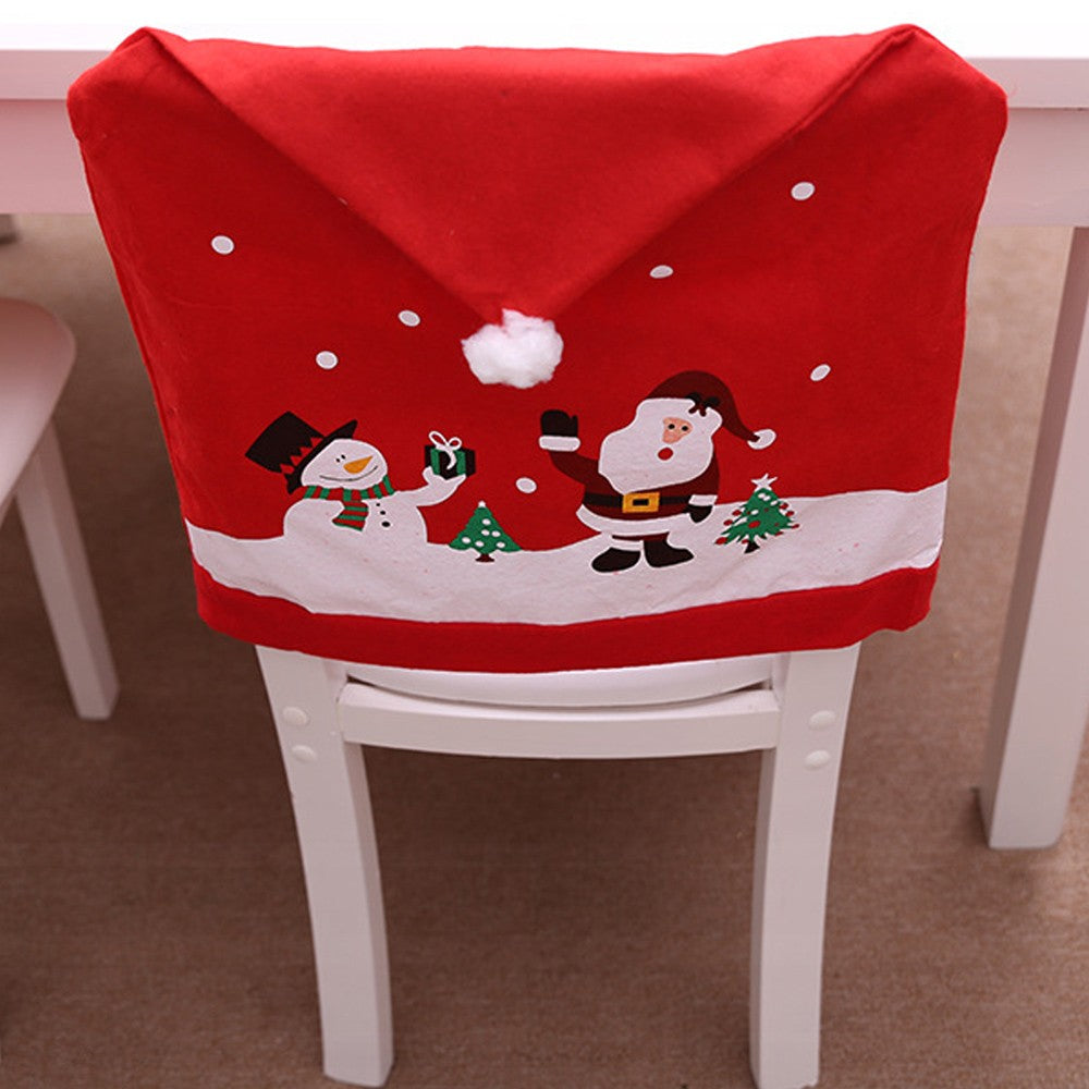 2 X Christmas Red Hat Chair Covers