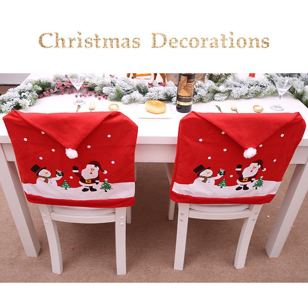 2 X Christmas Red Hat Chair Covers