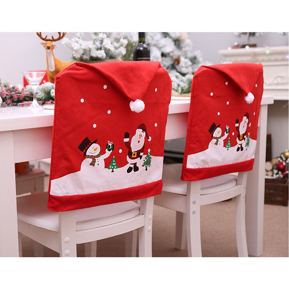 2 X Christmas Red Hat Chair Covers