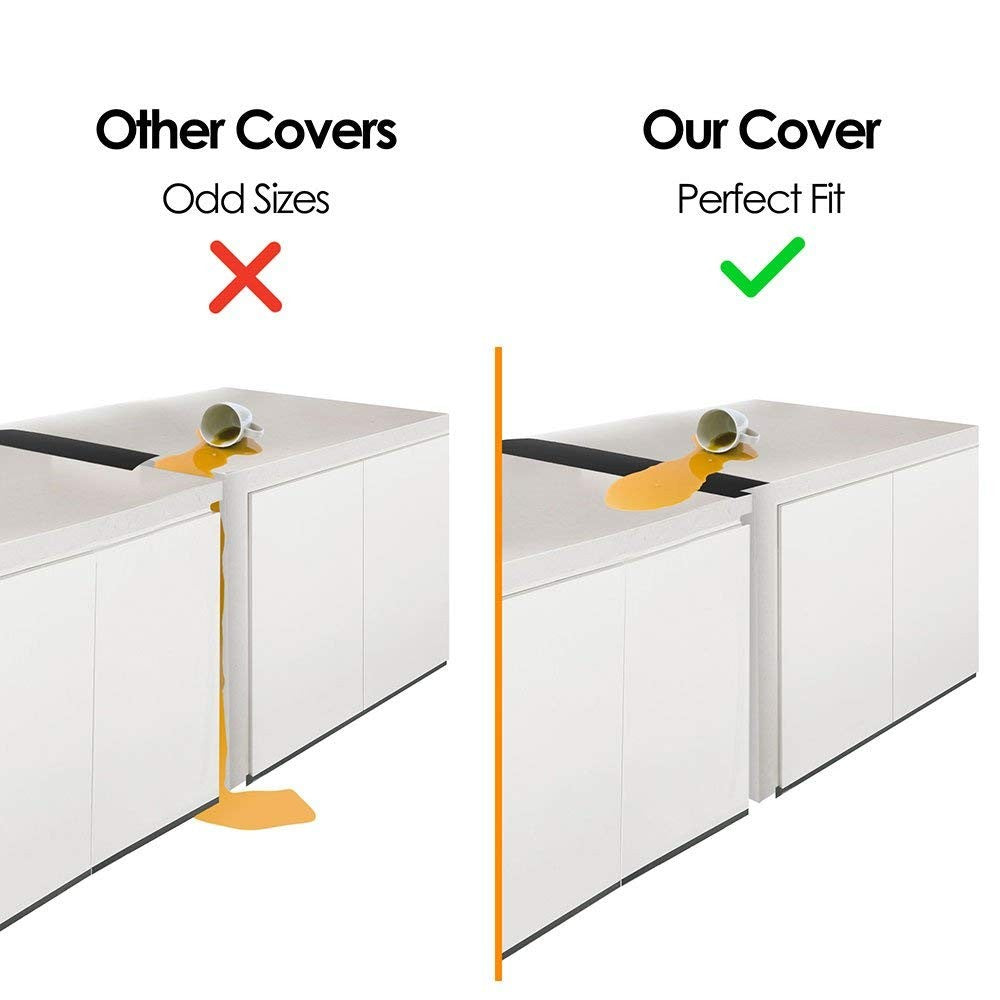 2 Pack Silicone Kitchen Stove Counter Gap Cover Black