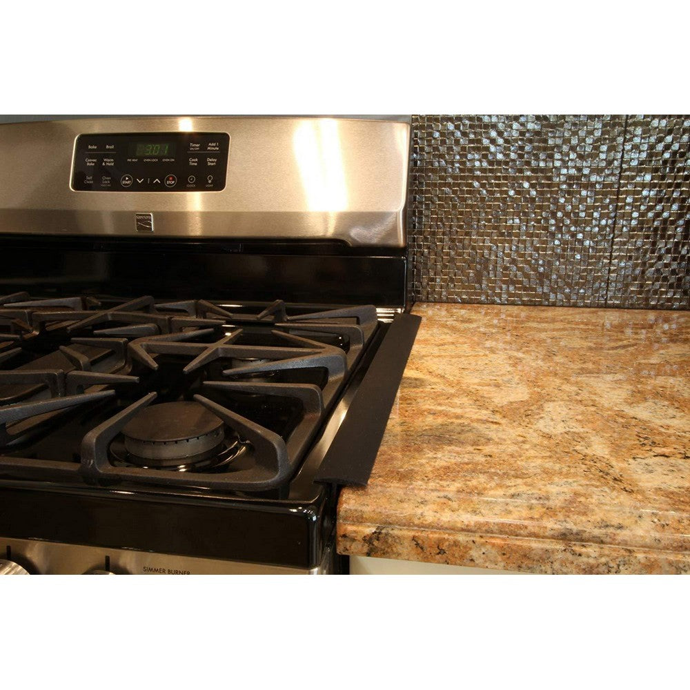 2 Pack Silicone Kitchen Stove Counter Gap Cover Black