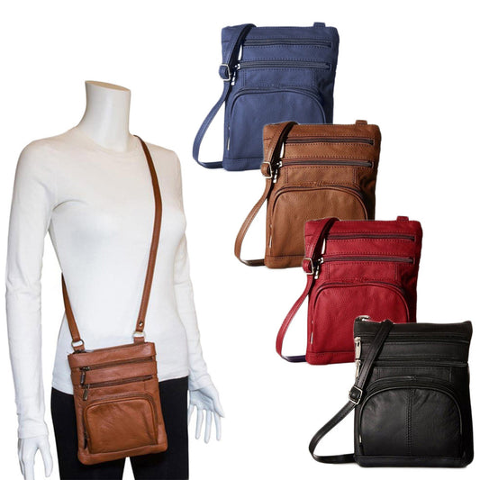 Women Genuine Leather Crossbody Little Purse-Red