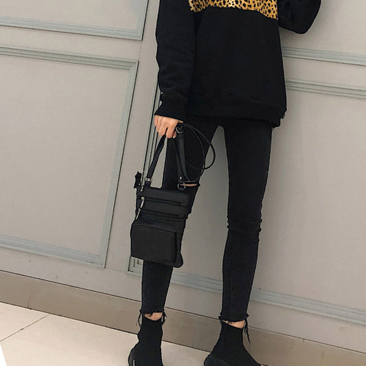 Women Genuine Leather Crossbody Little Purse-Black