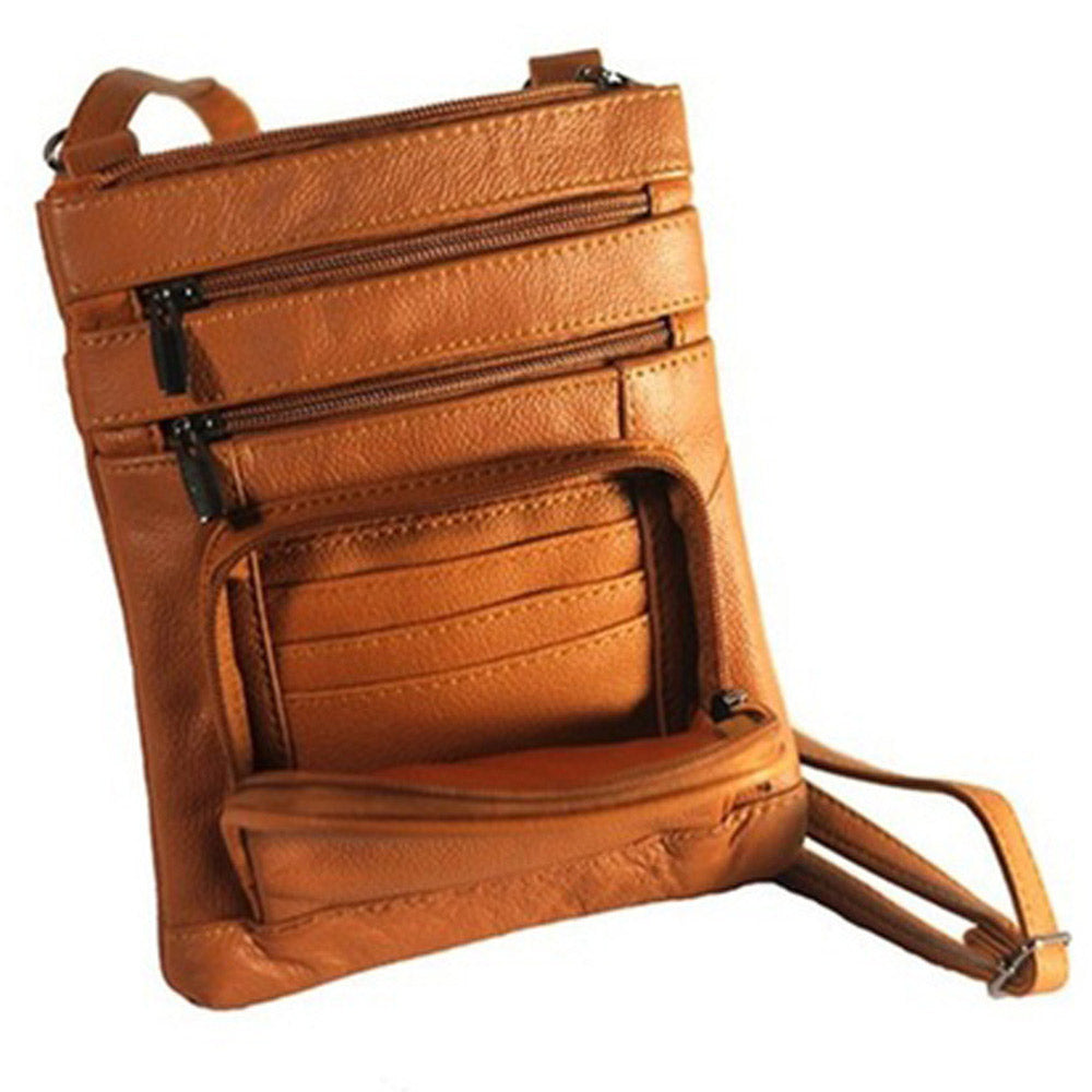 Women Genuine Leather Crossbody Little Purse-Dark brown