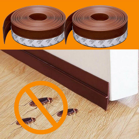 4 Rollers 25mmx1m  Home Decor Draft Strips Door Draft Stopper Under Door Seal for Soundproof-Brown