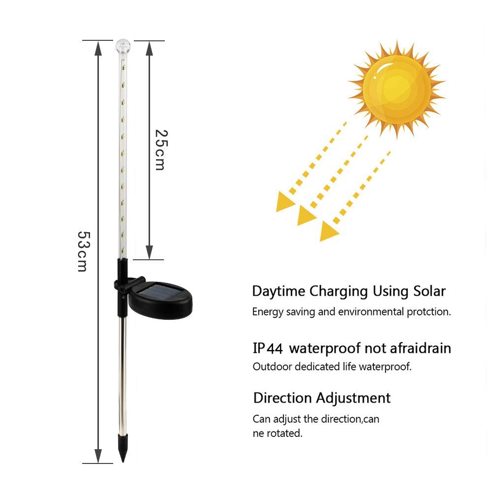 2 X 25 LED Fairy Falling Rain Waterproof Solar Powered Ground Lights White