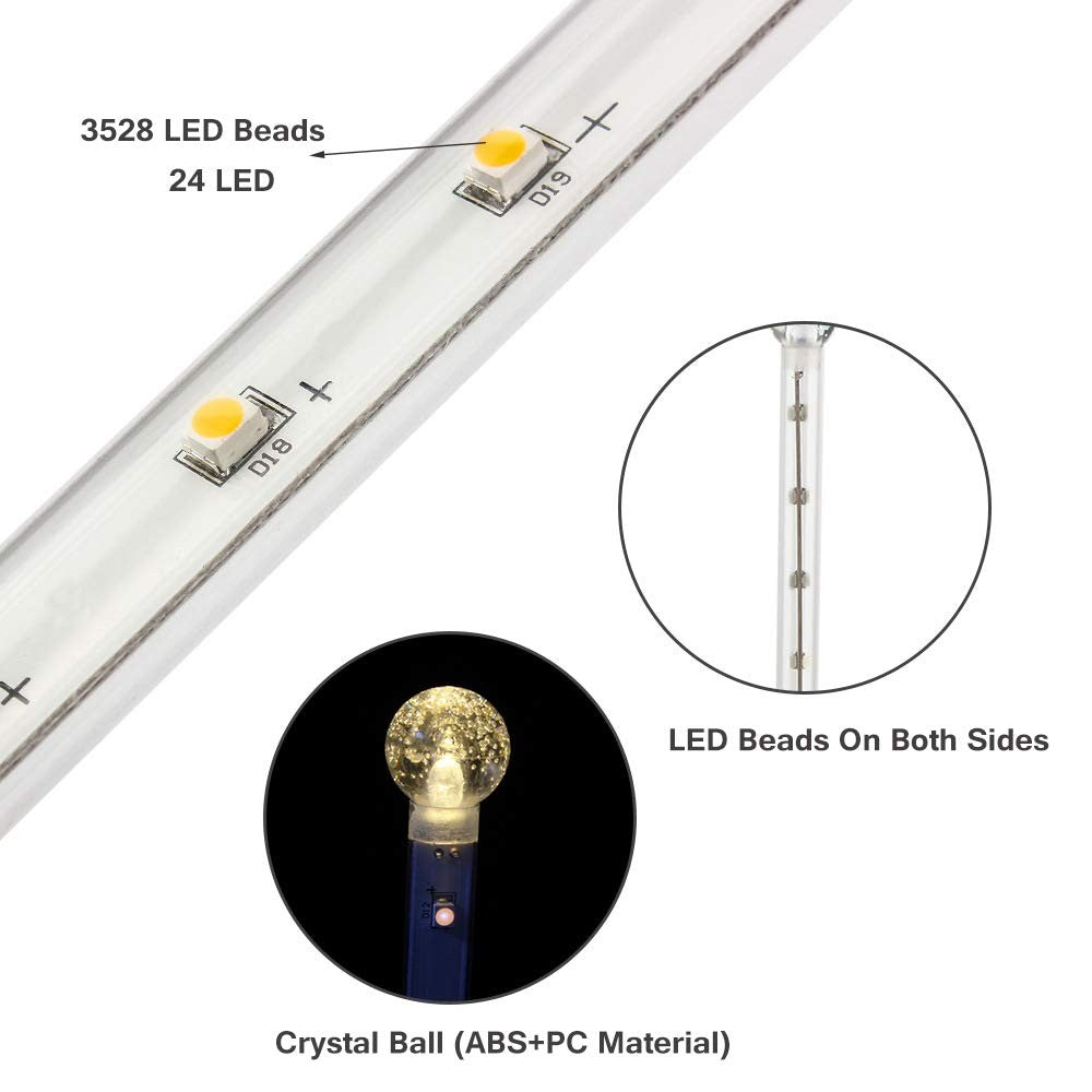 2 X 25 LED Fairy Falling Rain Waterproof Solar Powered Ground Lights White