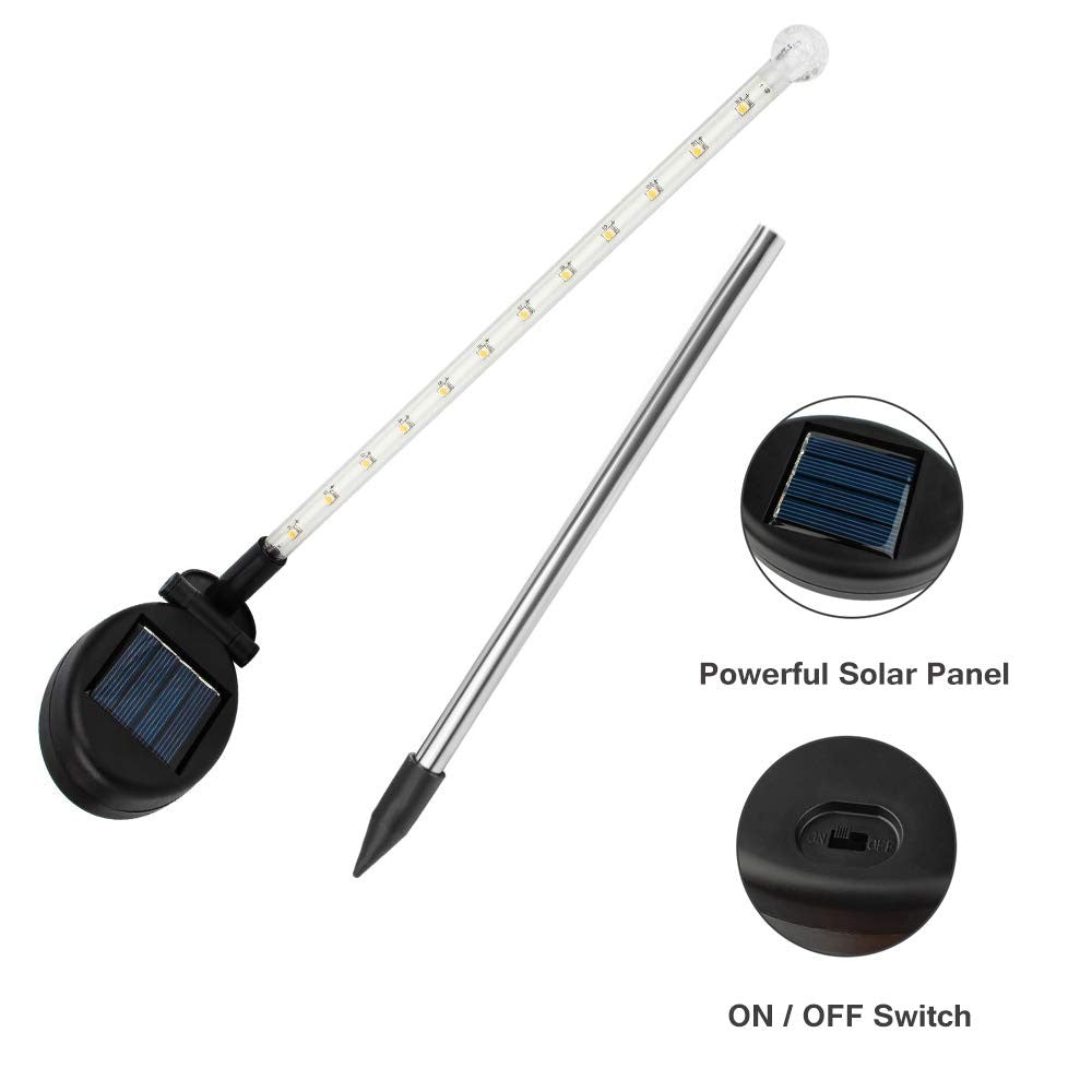 2 X 25 LED Fairy Falling Rain Waterproof Solar Powered Ground Lights White