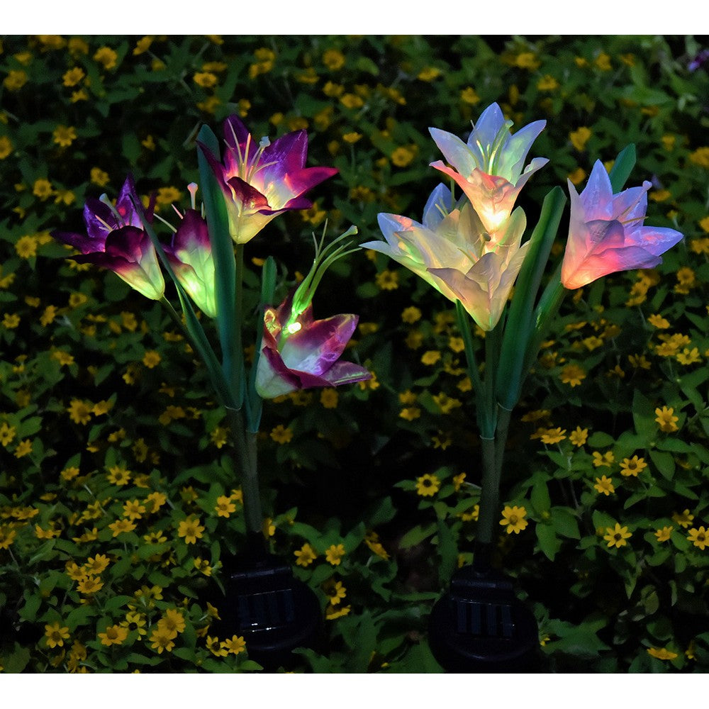 3 Pack Colour Changing 4 LED Solar Landscape Lights
