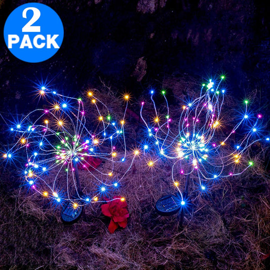 2 X DIY Solar Powered LED Garden Decorative Lights Multicolour