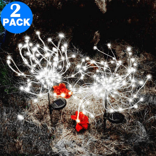 2 X DIY Solar Powered LED Garden Decorative Lights White