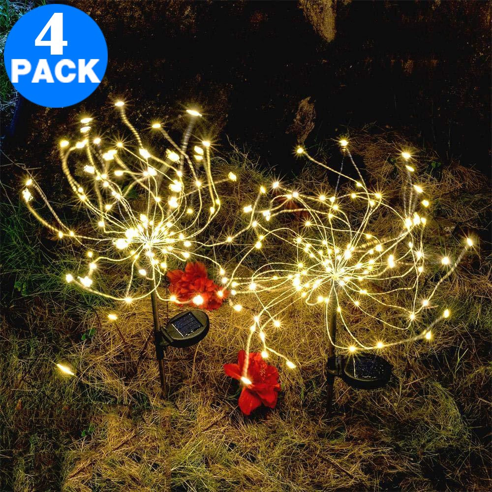 4 X DIY Solar Powered LED Garden Decorative Lights Warm White
